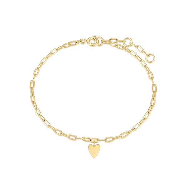 Gold Plated Multi Micro Charm Paperclip Heart Bracelet