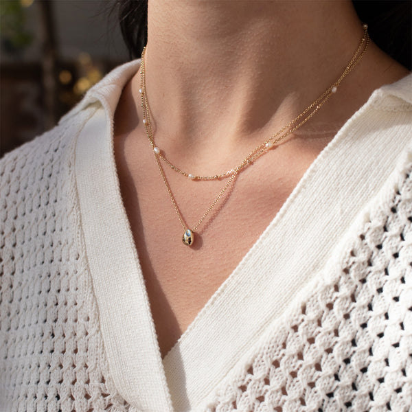 Gold Plated Micro Harmony Pebble Necklace