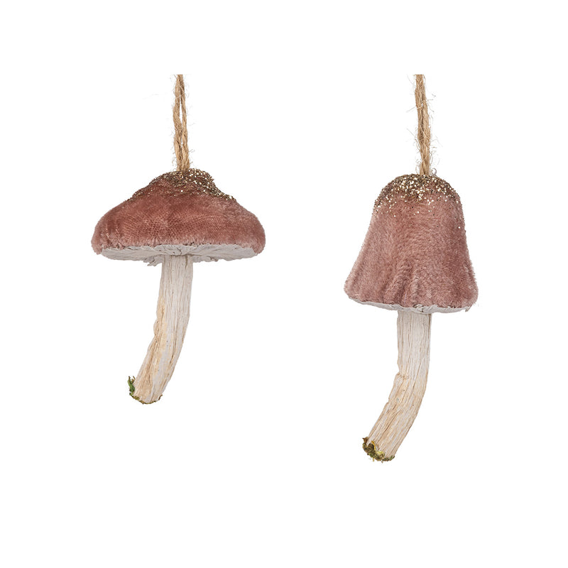Pink & Silver Glitter Mushroom Ornament