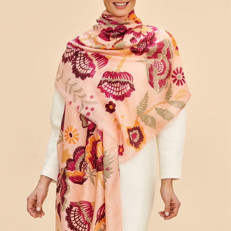 Printed Floral Symmetry Scarf