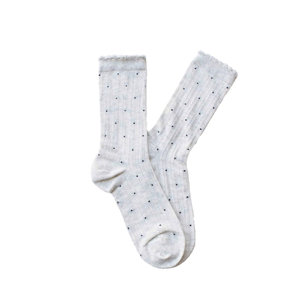 Frill Edge Ribbed Polka Dot Crew Socks