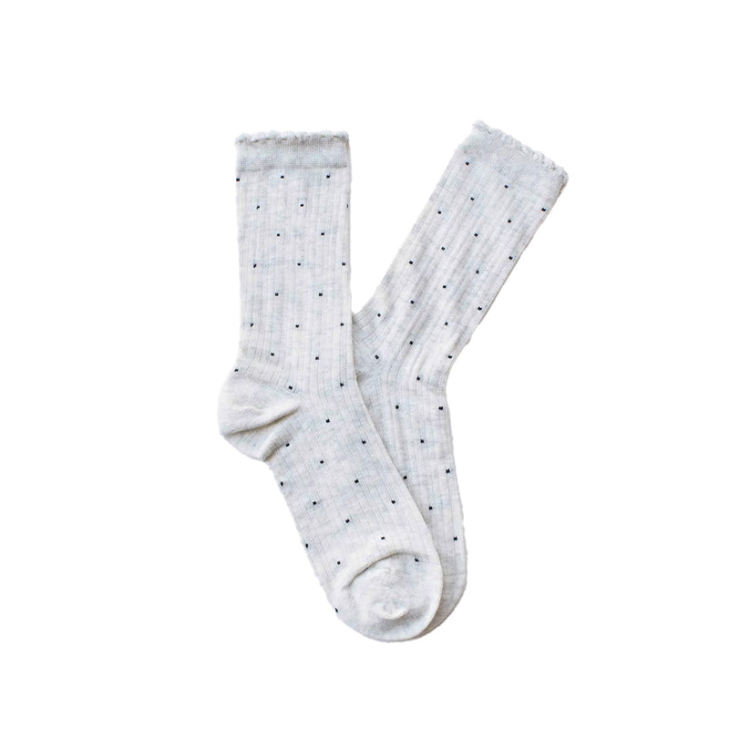 Frill Edge Ribbed Polka Dot Crew Socks