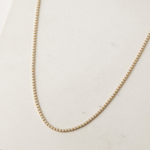 Gold Plated Pearl Tennis Necklace