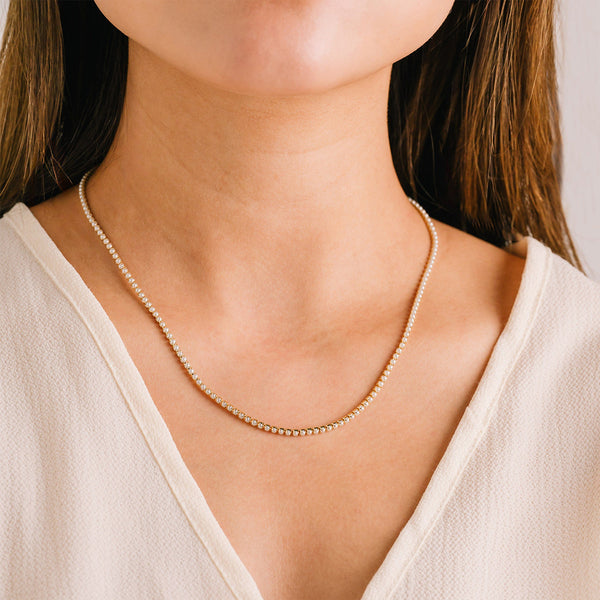 Gold Plated Pearl Tennis Necklace