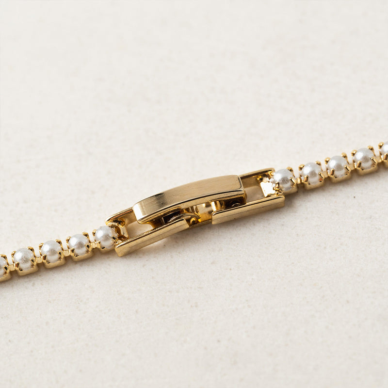 Gold Plated Pearl Tennis Necklace