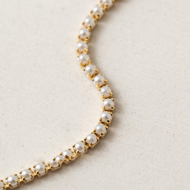 Gold Plated Pearl Tennis Necklace