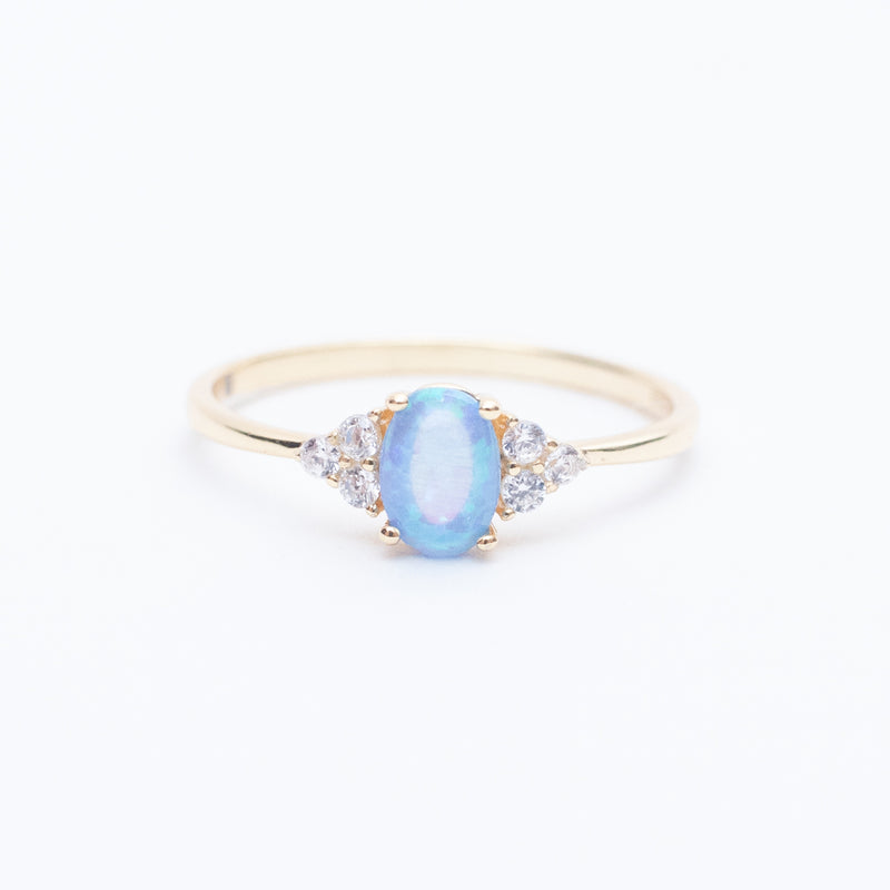 Gold Vermeil CZ Blue Opal Ring