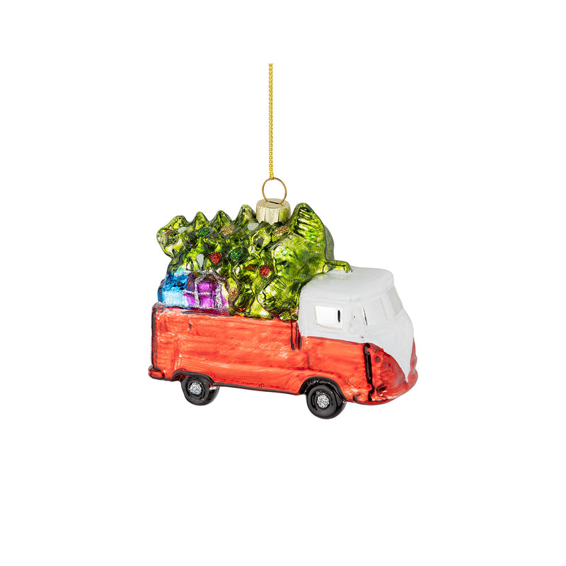 Red Van with Tree Ornament