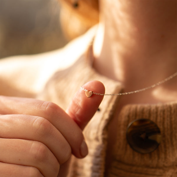 Rose Gold Vermeil Small Heart Puff Necklace