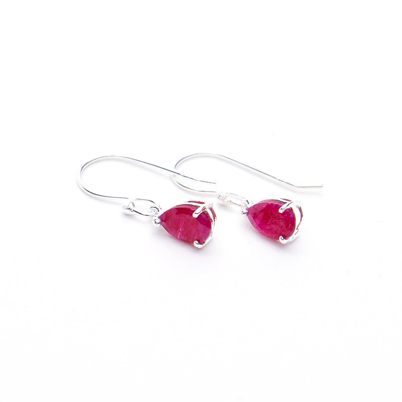 Ruby Silver Teardrop Earrings
