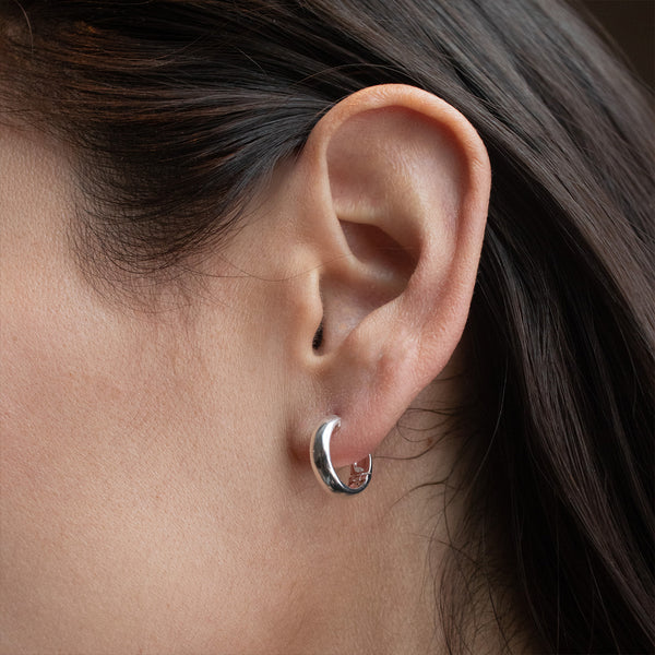 Silver Small Rounded Click In Hoops