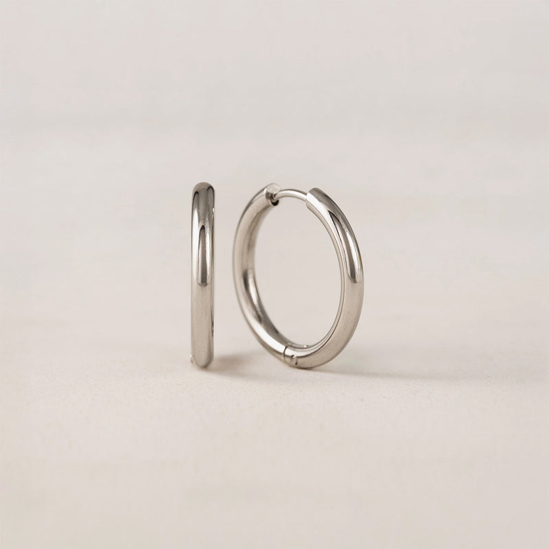 Silver 20mm Tube Hoop Earrings