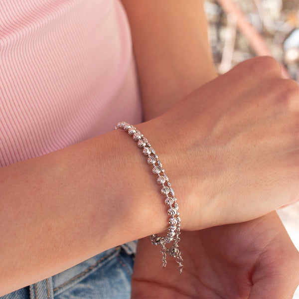 Silver Oval & Bead Bracelet