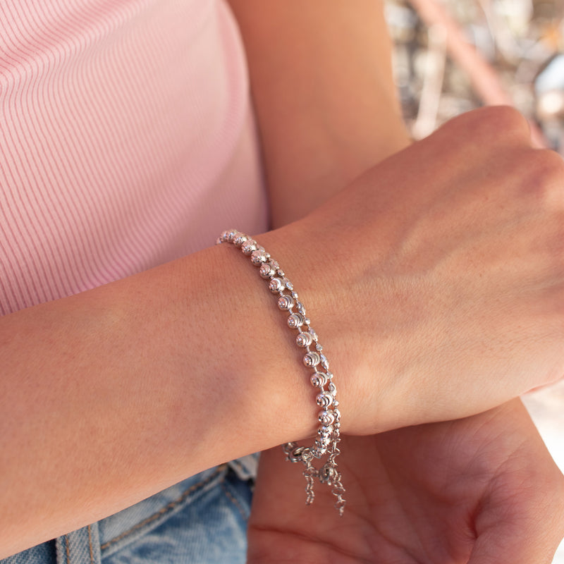 Silver Oval & Bead Bracelet
