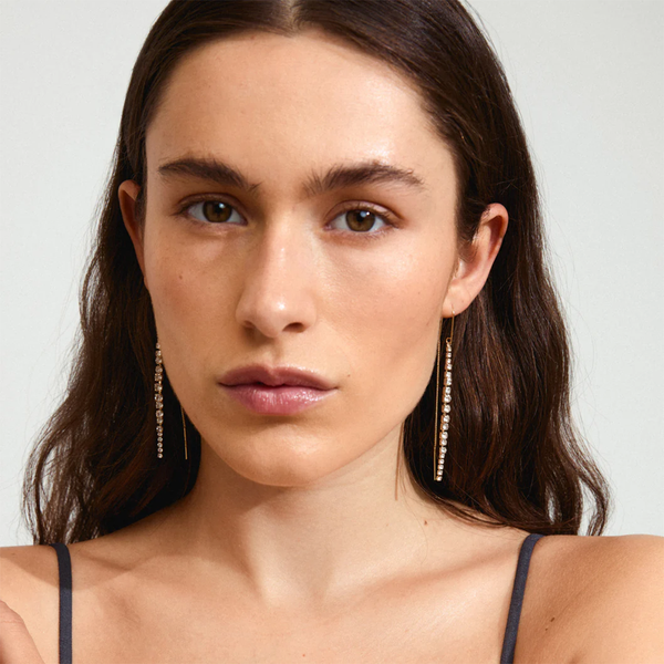 Sky Gold Plated Crystal Chain Earrings