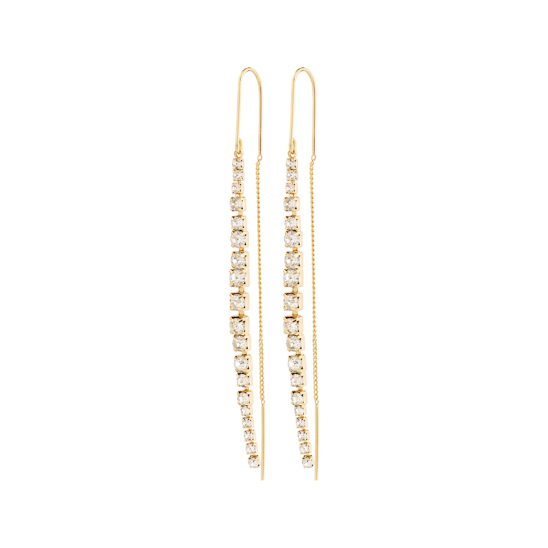 Sky Gold Plated Crystal Chain Earrings