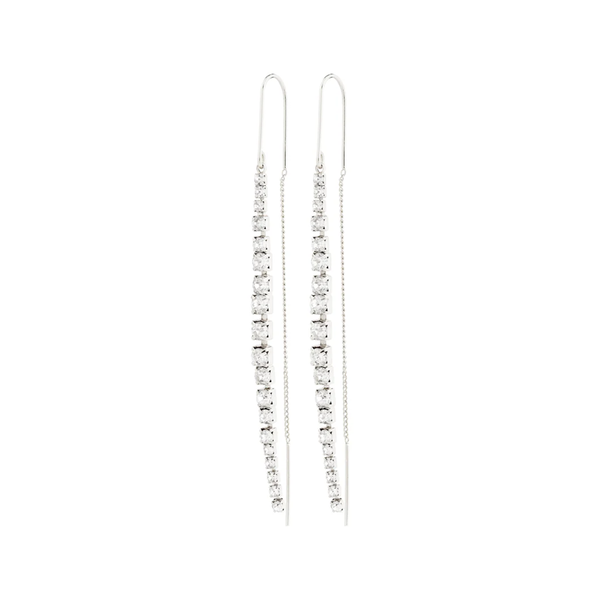 Sky Silver Plated Crystal Chain Earrings