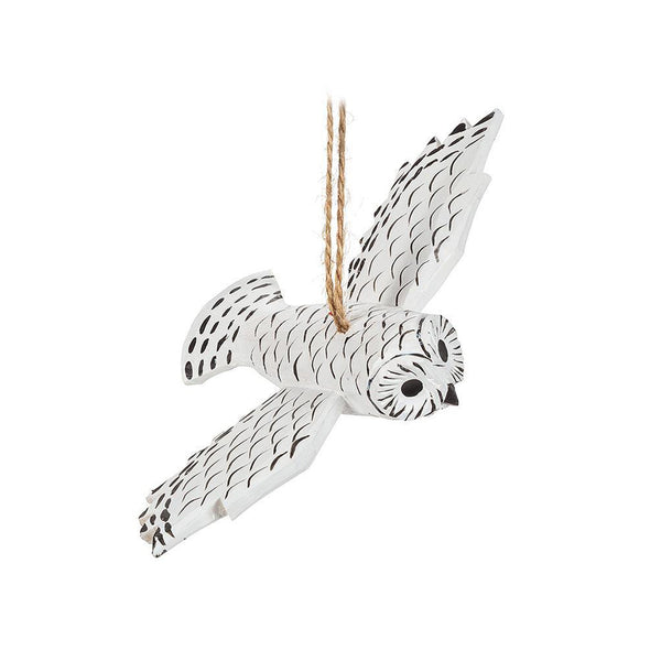 Flying Snowy Owl Ornament
