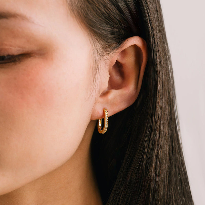 Gold Plated Solana Paperclip Hoop Earrings