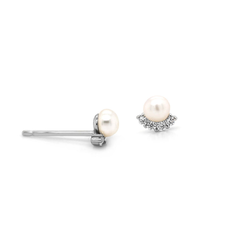 Gold Plated Sunshine Pearl and Cubic Studs