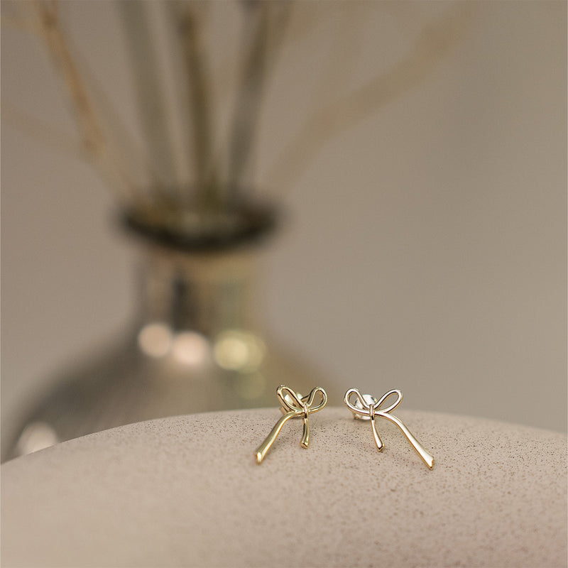 Fancy Ribbon Bow Stud Earrings