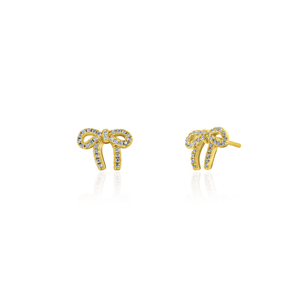 CZ Ribbon Bow Stud Earrings