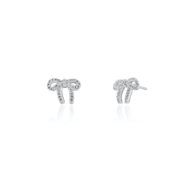 CZ Ribbon Bow Stud Earrings