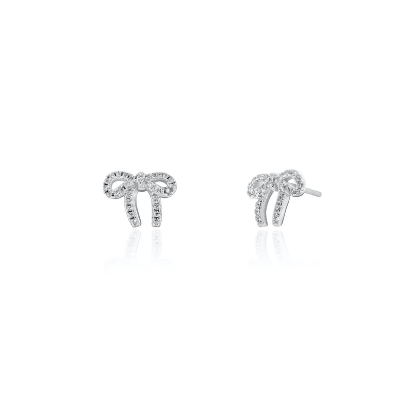 CZ Ribbon Bow Stud Earrings