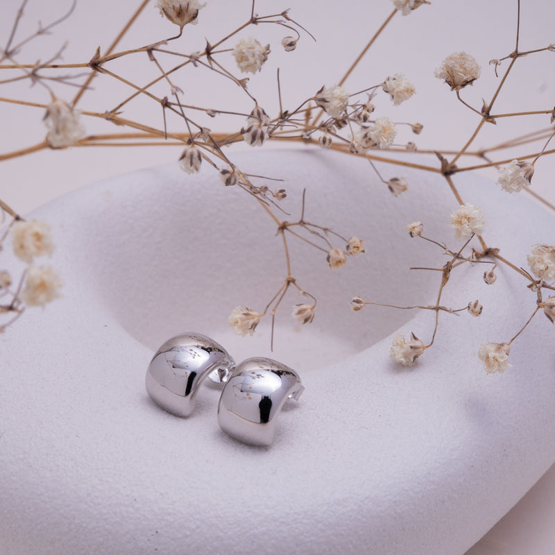 Sterling Silver Chunky Dome Stud Earrings