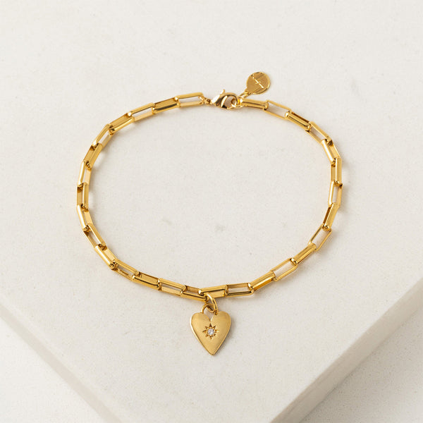 Gold Plated Verona Starburst Heart Bracelet