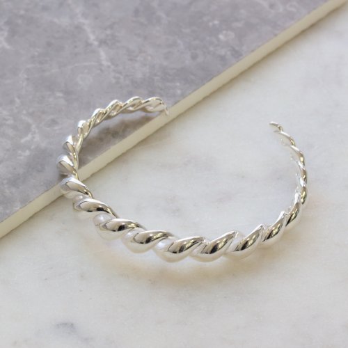 Sterling Silver Chunky Twisted Rope Open Cuff