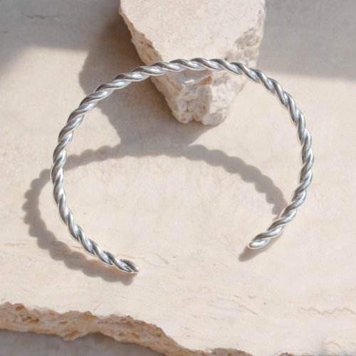 Sterling Silver Twisted Rope Open Cuff