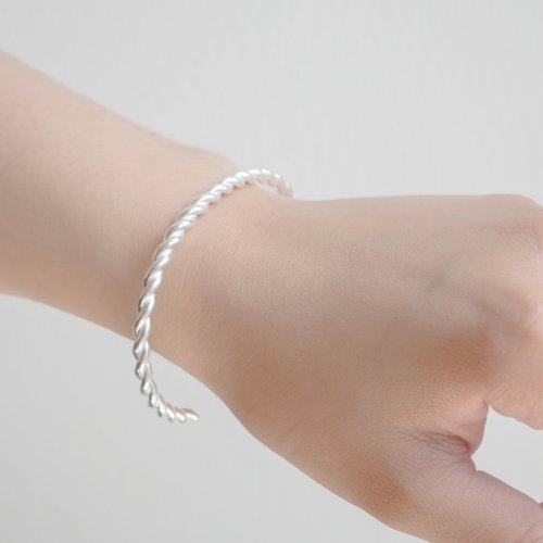 Sterling Silver Twisted Rope Open Cuff