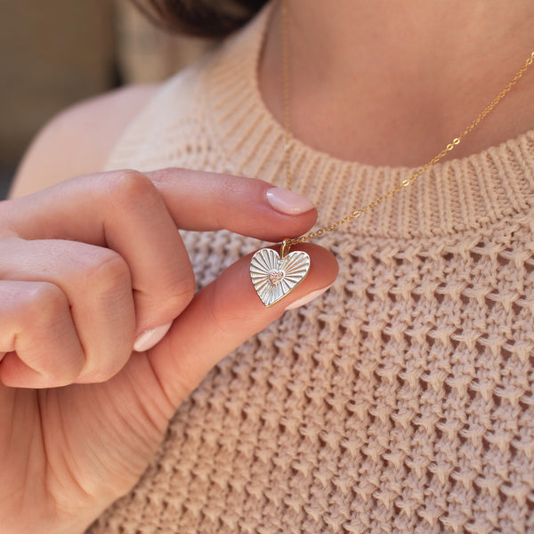Gold Vermeil Sunbeam Heart Necklace