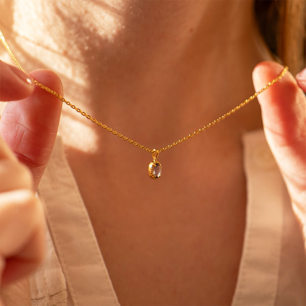 Gold Vermeil Oval Milgrain Edge Tanzanite Necklace