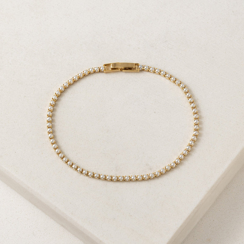 Gold Plated Pearl Tennis Bracelet