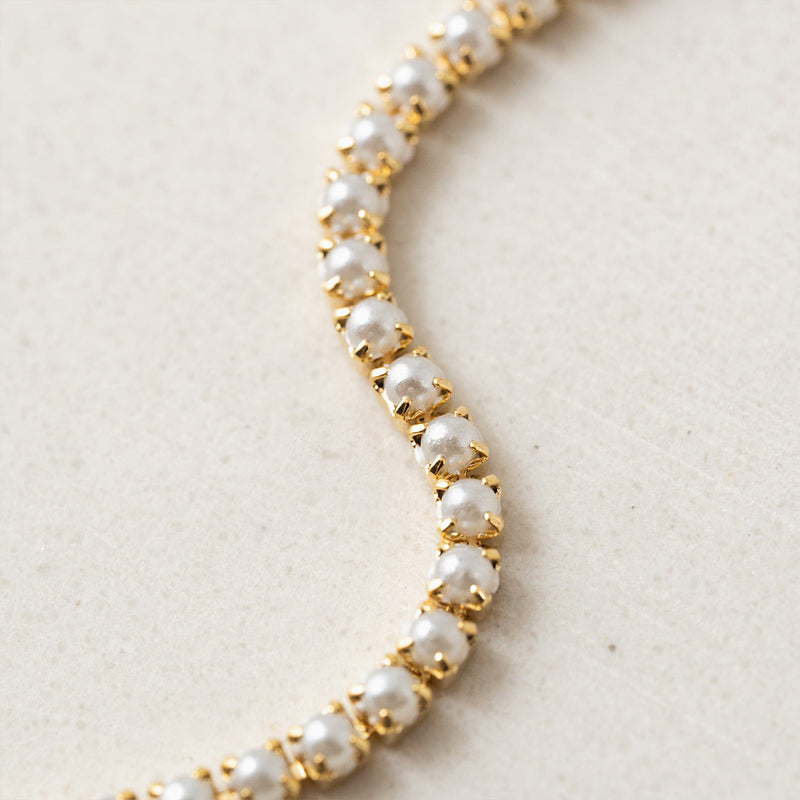 Gold Plated Pearl Tennis Bracelet