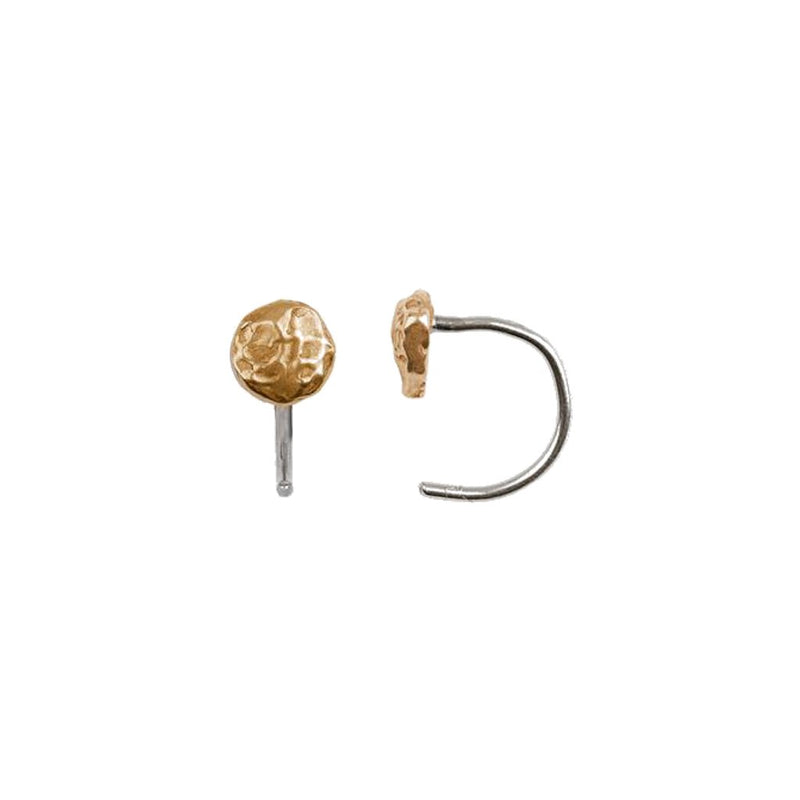 Bronze Hammered Circle Huggie Earring - Limited Edition