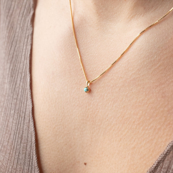 Gold Vermeil Round Claw Set Turquoise Necklace