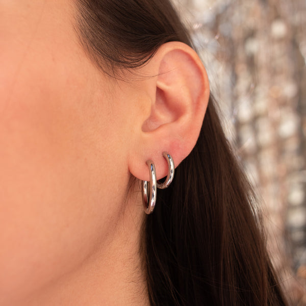 Silver 20mm Tube Hoop Earrings