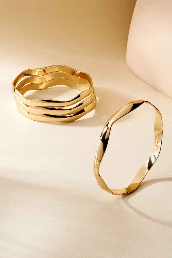 Gold Plated Wavy Bangle