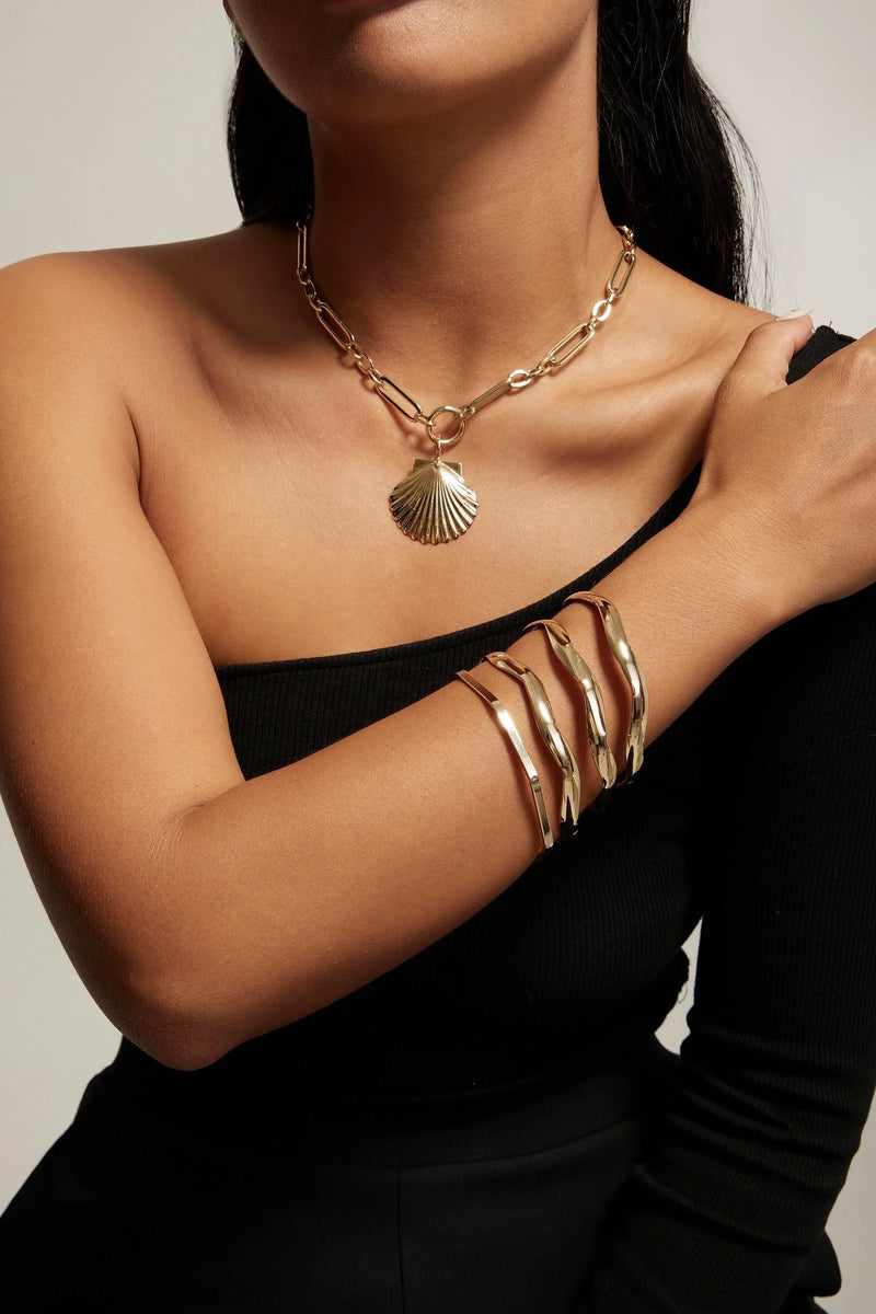 Gold Plated Wavy Bangle