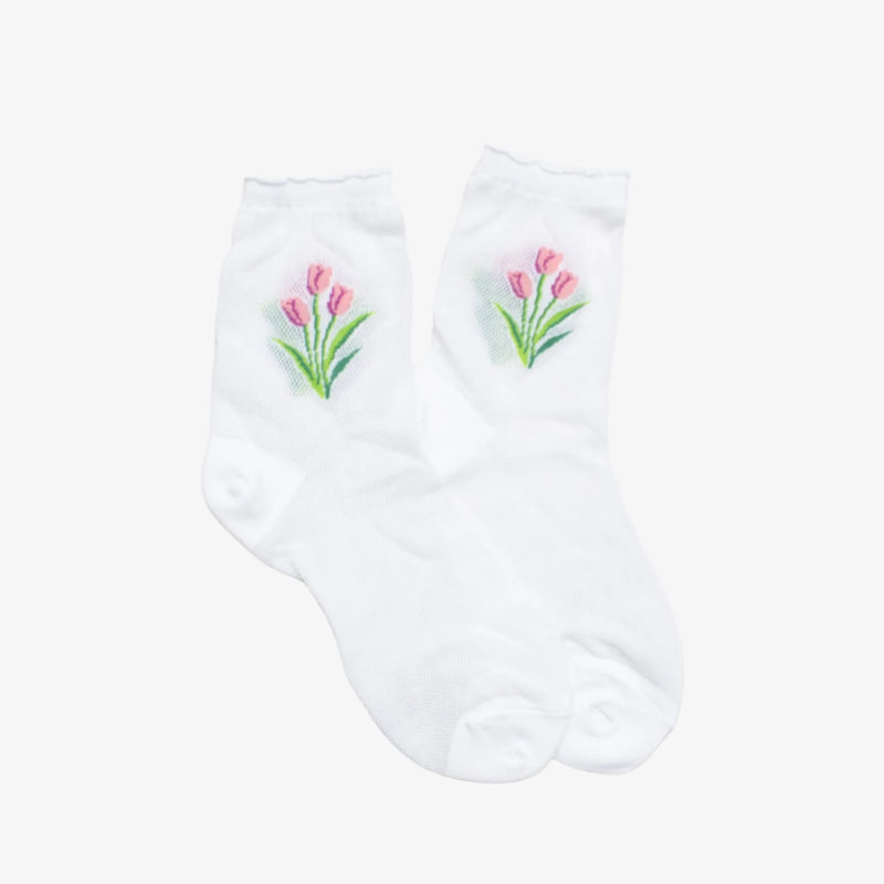 Casual Mesh Flower Socks