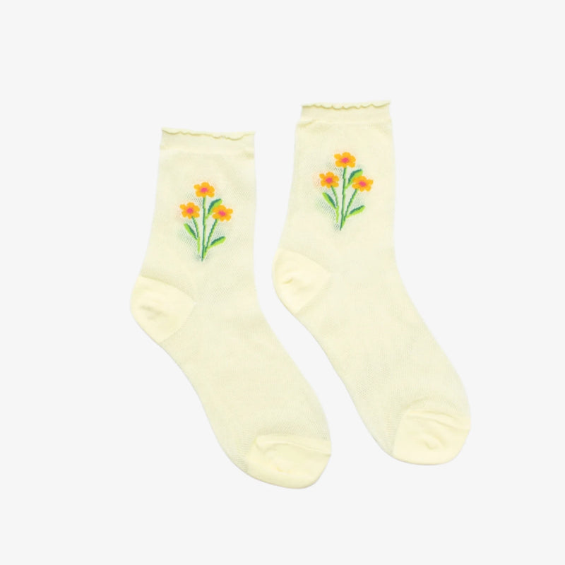 Casual Mesh Flower Socks