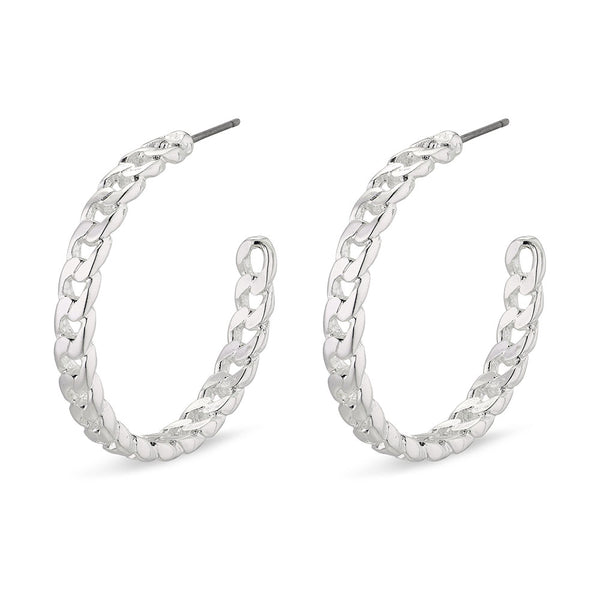 Yggdrasil Silver Plated Large Chain Hoops
