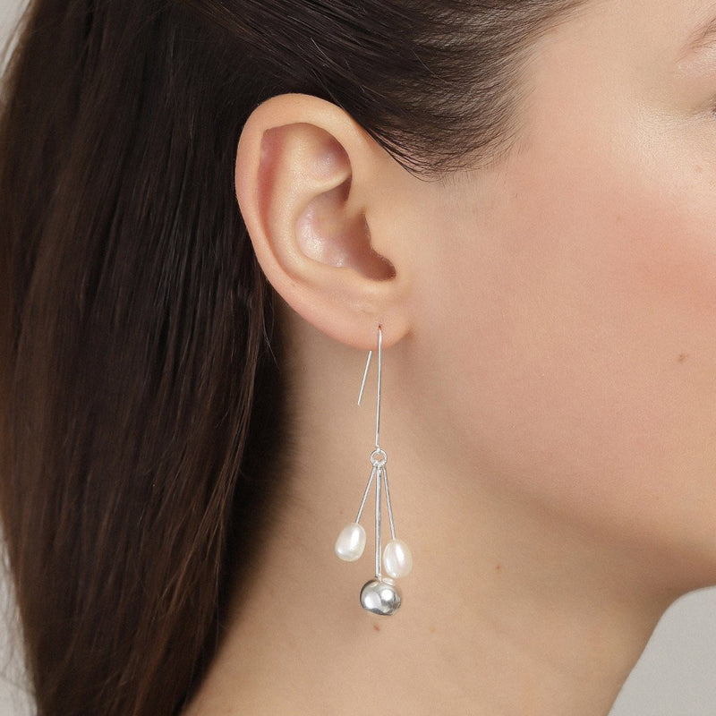 Urd Pearl Silver Plated Earrings