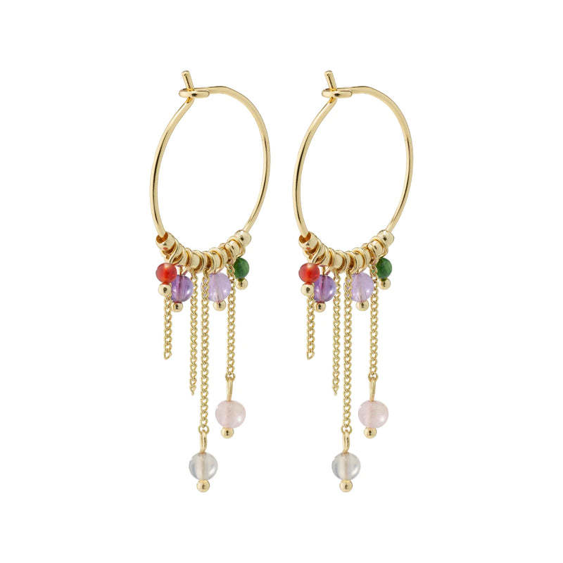 Peace Gold Plated Stone Hoops