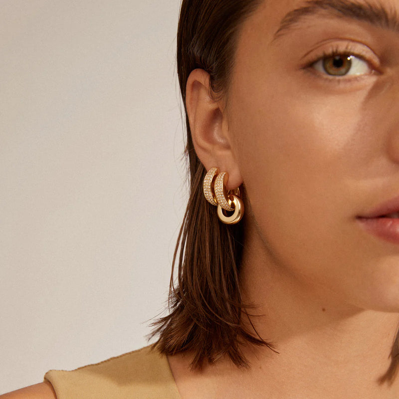 Learn Gold Plated Crystal Hoops