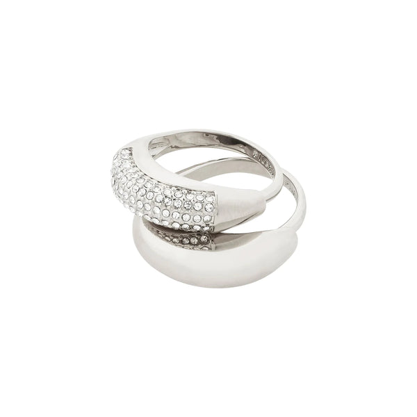 Learn Silver Plated Crystal Ring Set