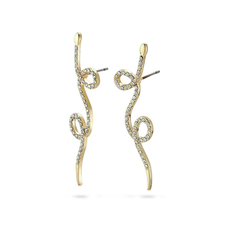 Ebba Gold Plated Crystal Snake Studs